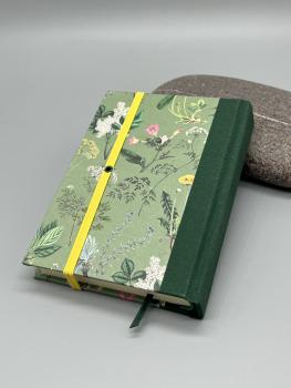 Buch Leinenrücken  Rückseite handgebunden grün Blumen